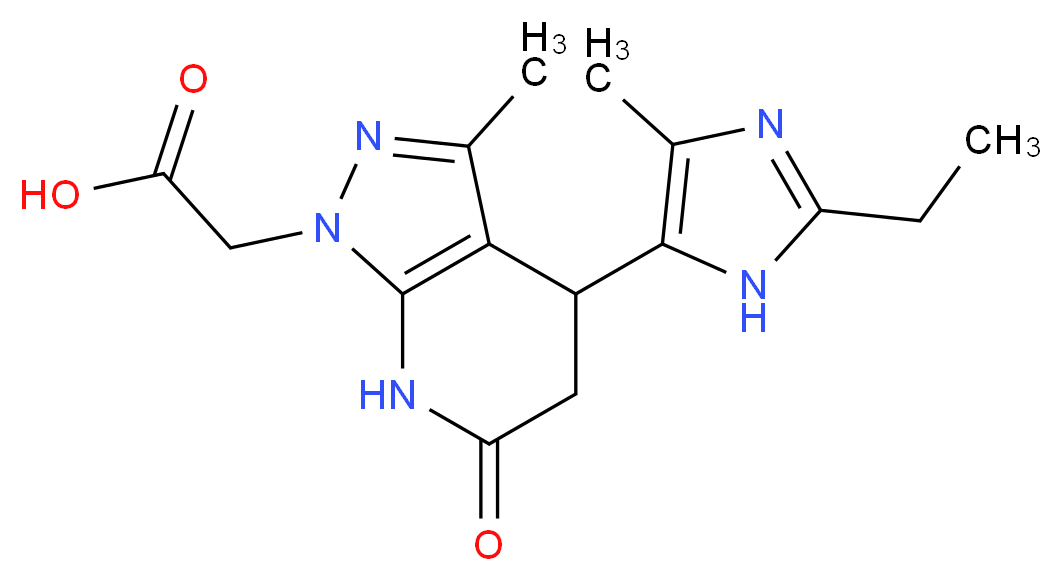[4-(2-ethyl-4-methyl-1H-imidazol-5-yl)-3-methyl-6-oxo-4,5,6,7-tetrahydro-1H-pyrazolo[3,4-b]pyridin-1-yl]acetic acid_分子结构_CAS_)