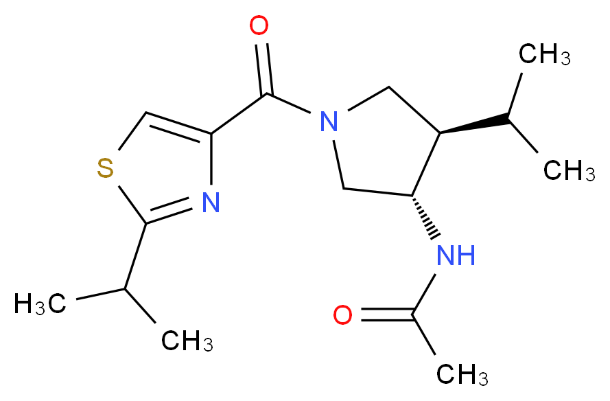 N-{(3S*,4R*)-4-isopropyl-1-[(2-isopropyl-1,3-thiazol-4-yl)carbonyl]-3-pyrrolidinyl}acetamide_分子结构_CAS_)