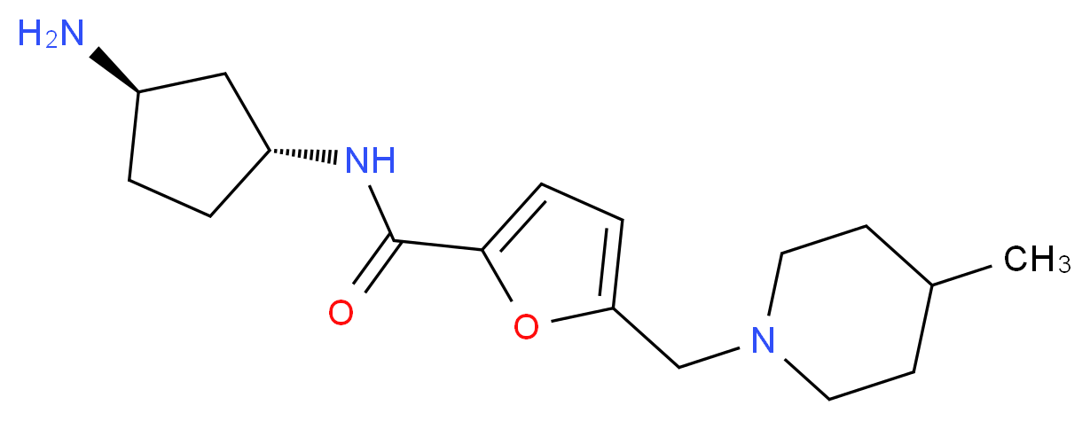 N-[(1R*,3R*)-3-aminocyclopentyl]-5-[(4-methylpiperidin-1-yl)methyl]-2-furamide_分子结构_CAS_)