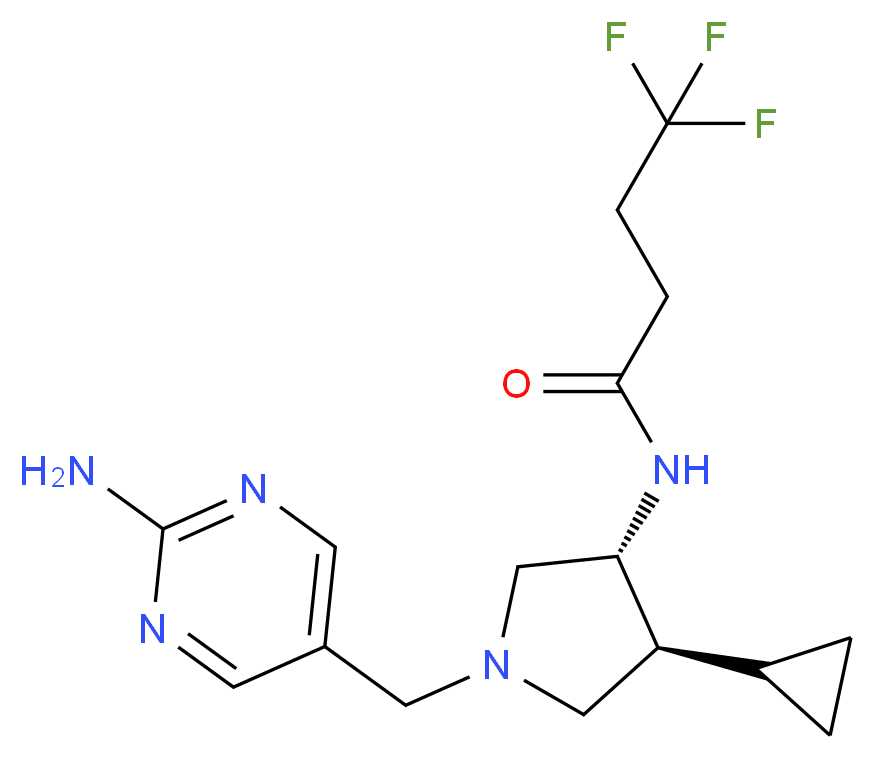 N-{(3R*,4S*)-1-[(2-amino-5-pyrimidinyl)methyl]-4-cyclopropyl-3-pyrrolidinyl}-4,4,4-trifluorobutanamide_分子结构_CAS_)