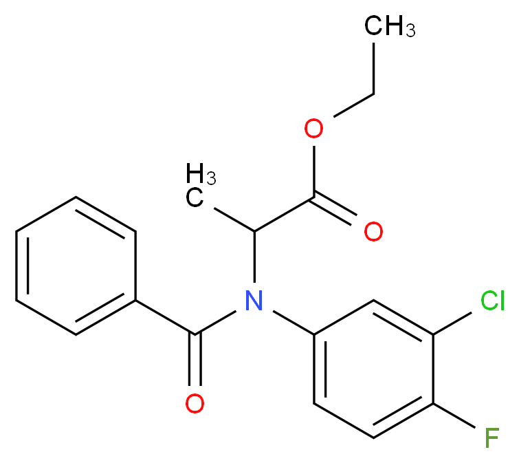 ethyl 2-[N-(3-chloro-4-fluorophenyl)-1-phenylformamido]propanoate_分子结构_CAS_34029-27-1