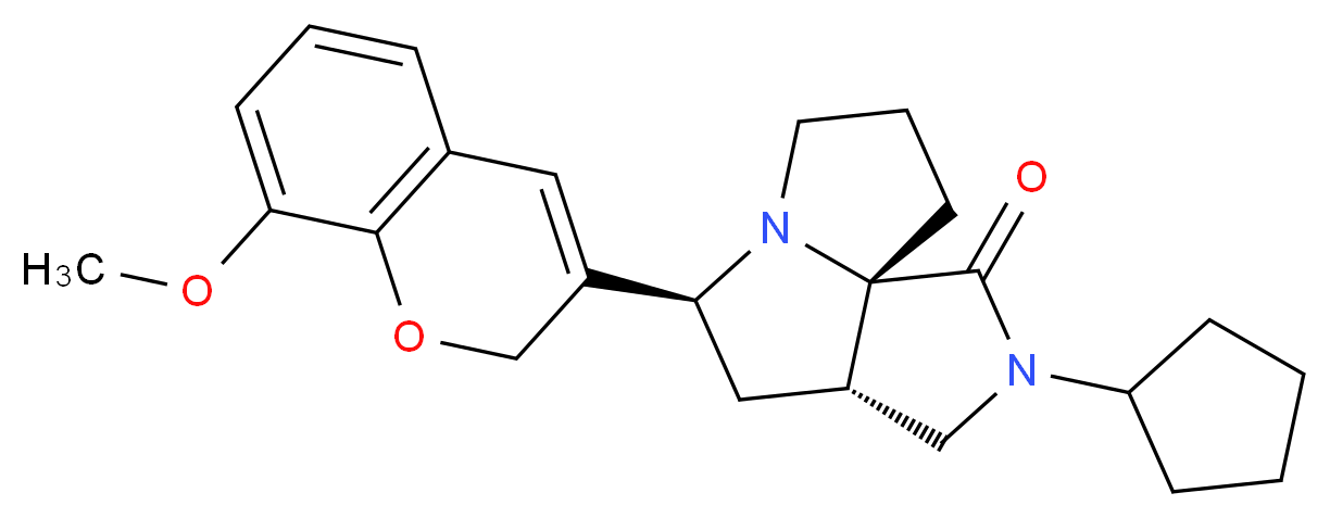 (3aS*,5S*,9aS*)-2-cyclopentyl-5-(8-methoxy-2H-chromen-3-yl)hexahydro-7H-pyrrolo[3,4-g]pyrrolizin-1(2H)-one_分子结构_CAS_)