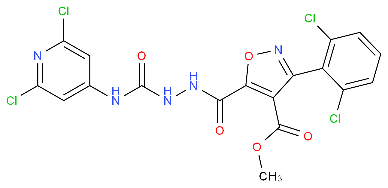methyl 3-(2,6-dichlorophenyl)-5-[(2-{[(2,6-dichloro-4-pyridyl)amino]carbonyl}hydrazino)carbonyl]isoxazole-4-carboxylate_分子结构_CAS_)
