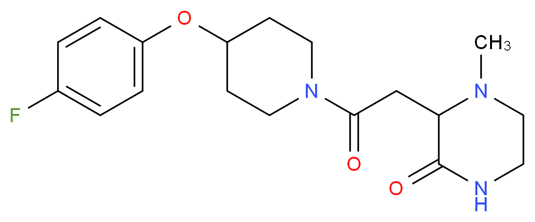 3-{2-[4-(4-fluorophenoxy)-1-piperidinyl]-2-oxoethyl}-4-methyl-2-piperazinone_分子结构_CAS_)