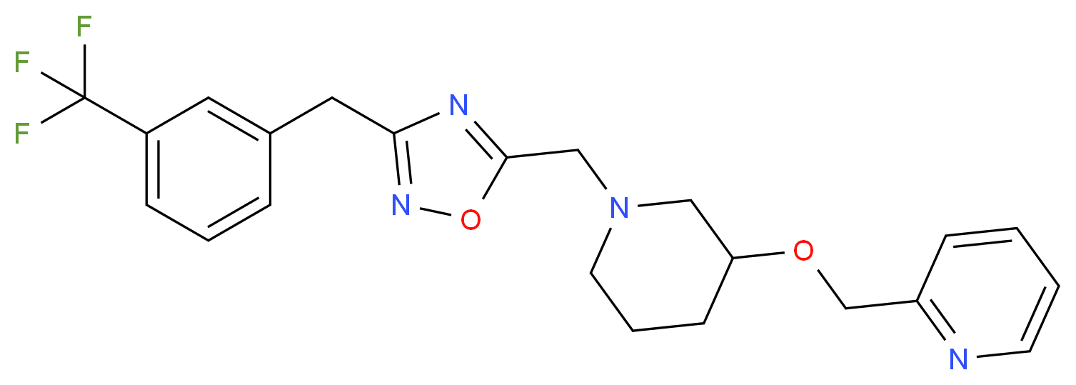 2-({[1-({3-[3-(trifluoromethyl)benzyl]-1,2,4-oxadiazol-5-yl}methyl)-3-piperidinyl]oxy}methyl)pyridine_分子结构_CAS_)