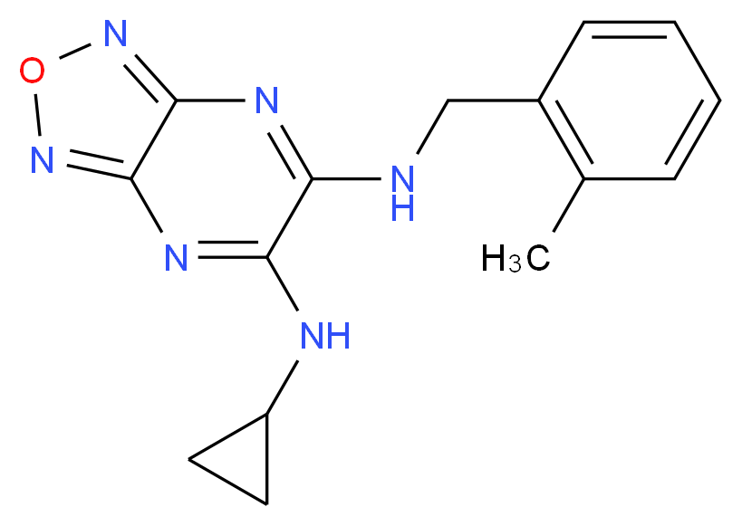 N-cyclopropyl-N'-(2-methylbenzyl)[1,2,5]oxadiazolo[3,4-b]pyrazine-5,6-diamine_分子结构_CAS_)