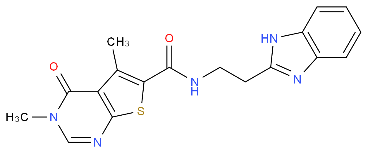 N-[2-(1H-benzimidazol-2-yl)ethyl]-3,5-dimethyl-4-oxo-3,4-dihydrothieno[2,3-d]pyrimidine-6-carboxamide_分子结构_CAS_)