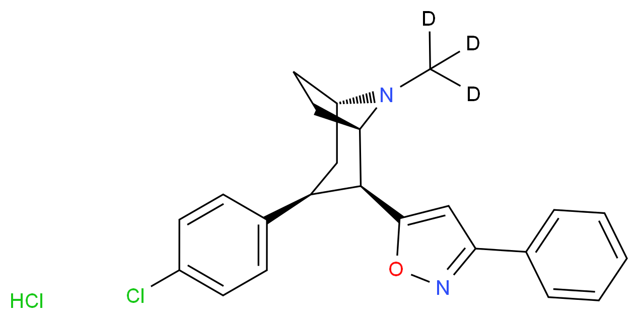 (1R,2S,3S,5S)-3-(4-chlorophenyl)-8-(<sup>2</sup>H<sub>3</sub>)methyl-2-(3-phenyl-1,2-oxazol-5-yl)-8-azabicyclo[3.2.1]octane hydrochloride_分子结构_CAS_204069-50-1