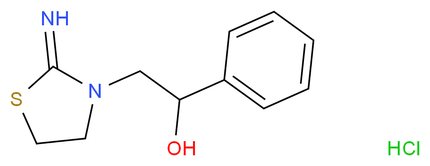 2-(2-imino-1,3-thiazolidin-3-yl)-1-phenylethan-1-ol hydrochloride_分子结构_CAS_15591-41-0)