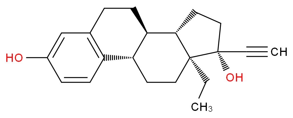 (1S,10R,11S,14R,15S)-15-ethyl-14-ethynyltetracyclo[8.7.0.0<sup>2</sup>,<sup>7</sup>.0<sup>1</sup><sup>1</sup>,<sup>1</sup><sup>5</sup>]heptadeca-2(7),3,5-triene-5,14-diol_分子结构_CAS_14012-72-7