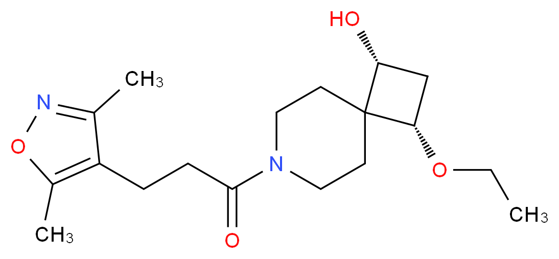 (1R*,3S*)-7-[3-(3,5-dimethylisoxazol-4-yl)propanoyl]-3-ethoxy-7-azaspiro[3.5]nonan-1-ol_分子结构_CAS_)
