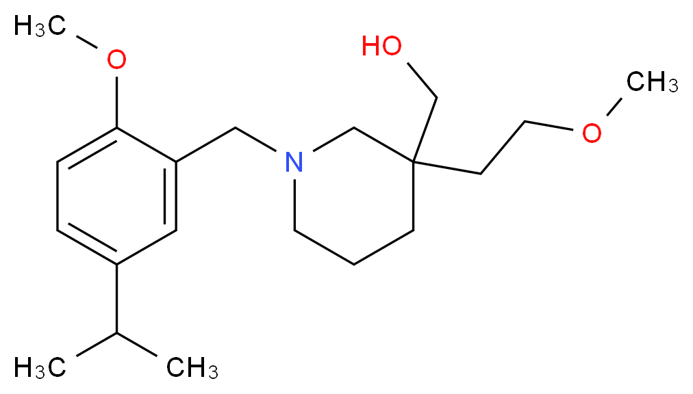 [1-(5-isopropyl-2-methoxybenzyl)-3-(2-methoxyethyl)-3-piperidinyl]methanol_分子结构_CAS_)