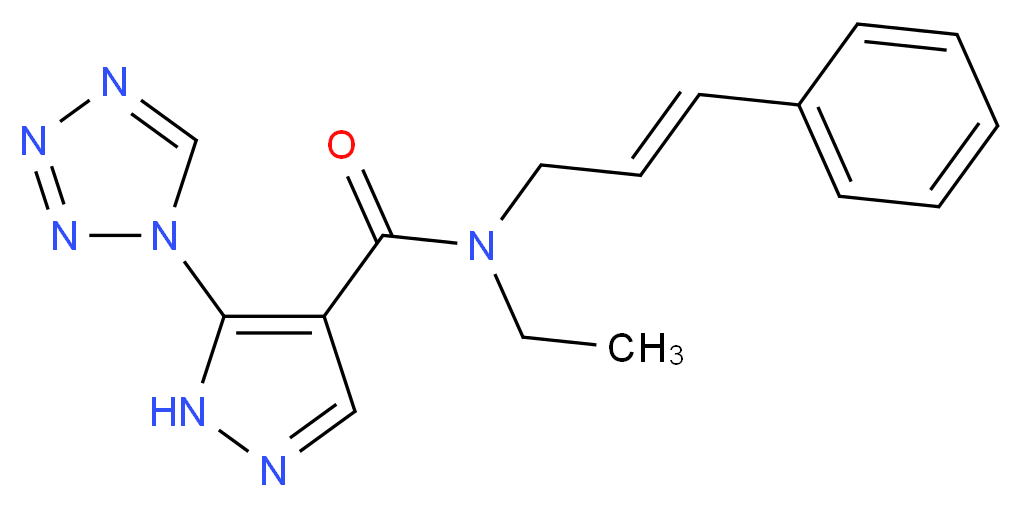 N-ethyl-N-[(2E)-3-phenylprop-2-en-1-yl]-5-(1H-tetrazol-1-yl)-1H-pyrazole-4-carboxamide_分子结构_CAS_)