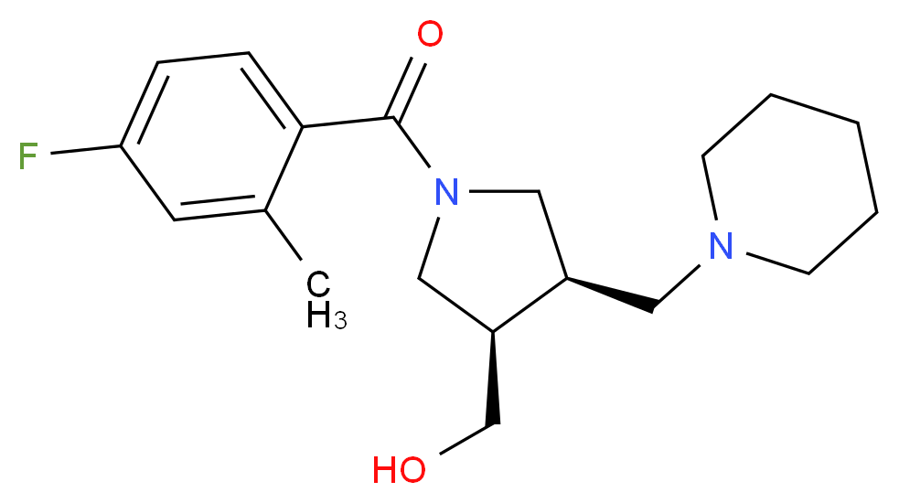 [(3R*,4R*)-1-(4-fluoro-2-methylbenzoyl)-4-(piperidin-1-ylmethyl)pyrrolidin-3-yl]methanol_分子结构_CAS_)
