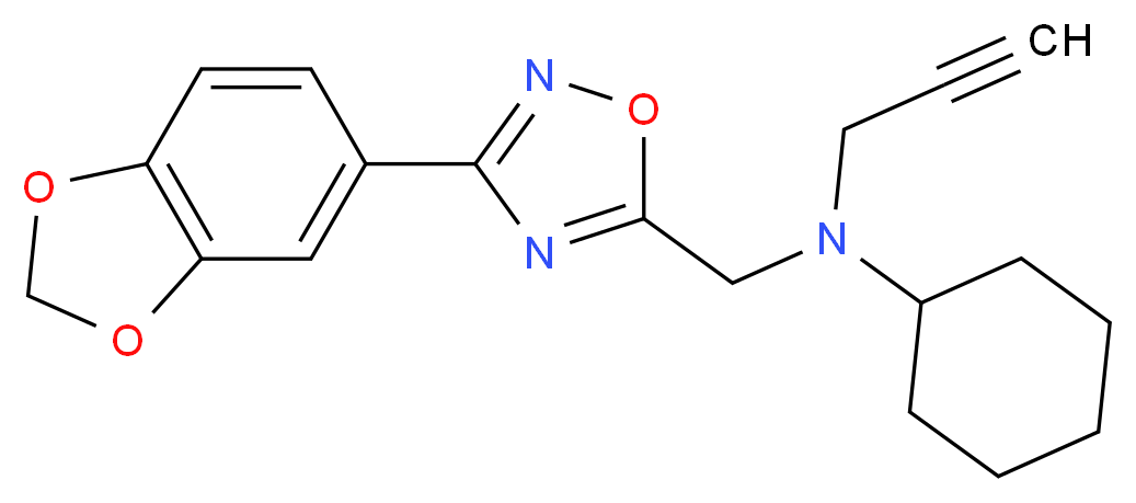N-{[3-(1,3-benzodioxol-5-yl)-1,2,4-oxadiazol-5-yl]methyl}-N-2-propyn-1-ylcyclohexanamine_分子结构_CAS_)