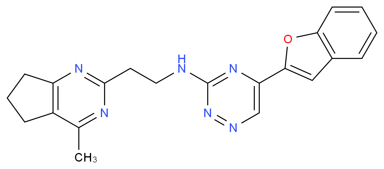 5-(1-benzofuran-2-yl)-N-[2-(4-methyl-6,7-dihydro-5H-cyclopenta[d]pyrimidin-2-yl)ethyl]-1,2,4-triazin-3-amine_分子结构_CAS_)