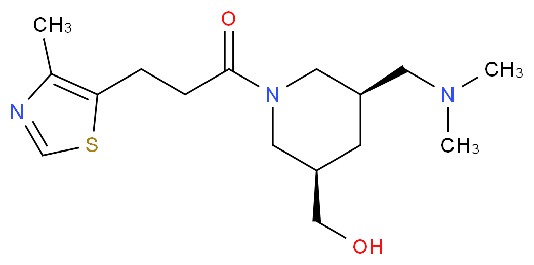 {(3R*,5R*)-5-[(dimethylamino)methyl]-1-[3-(4-methyl-1,3-thiazol-5-yl)propanoyl]-3-piperidinyl}methanol_分子结构_CAS_)