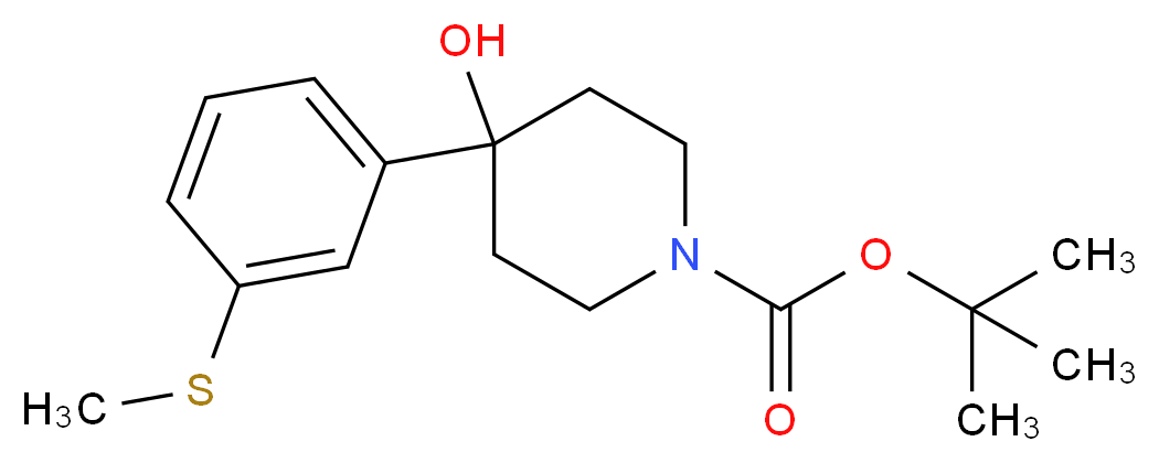 4-Hydroxy-4-(3-methylsulfanylphenyl)-piperidin-1-carboxylic Acid tert-Butyl Ester_分子结构_CAS_346688-66-2)