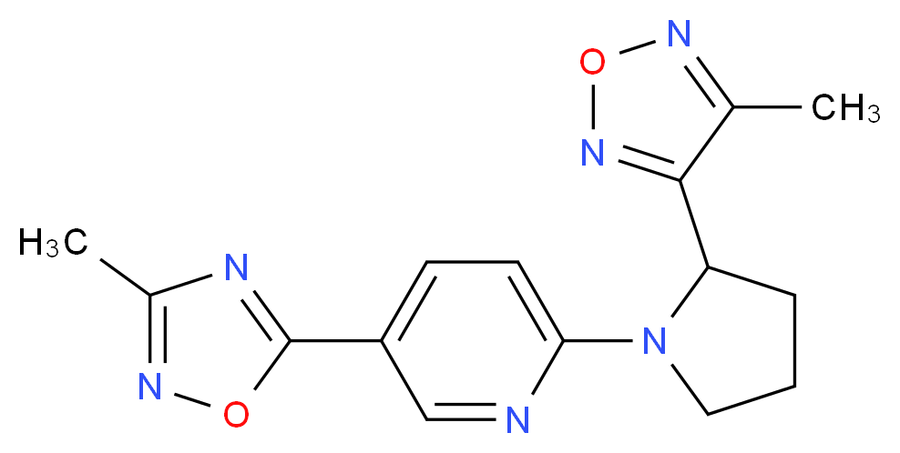 5-(3-methyl-1,2,4-oxadiazol-5-yl)-2-[2-(4-methyl-1,2,5-oxadiazol-3-yl)-1-pyrrolidinyl]pyridine_分子结构_CAS_)