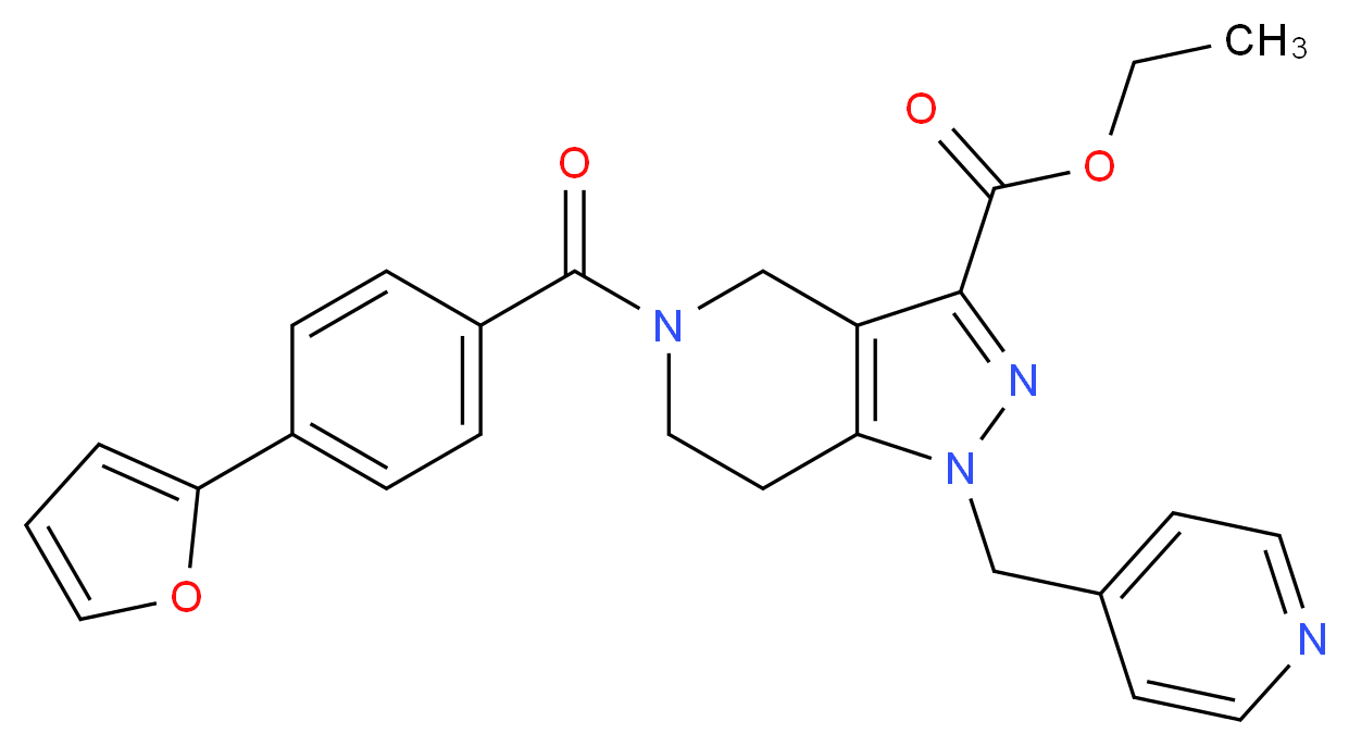 ethyl 5-[4-(2-furyl)benzoyl]-1-(4-pyridinylmethyl)-4,5,6,7-tetrahydro-1H-pyrazolo[4,3-c]pyridine-3-carboxylate_分子结构_CAS_)