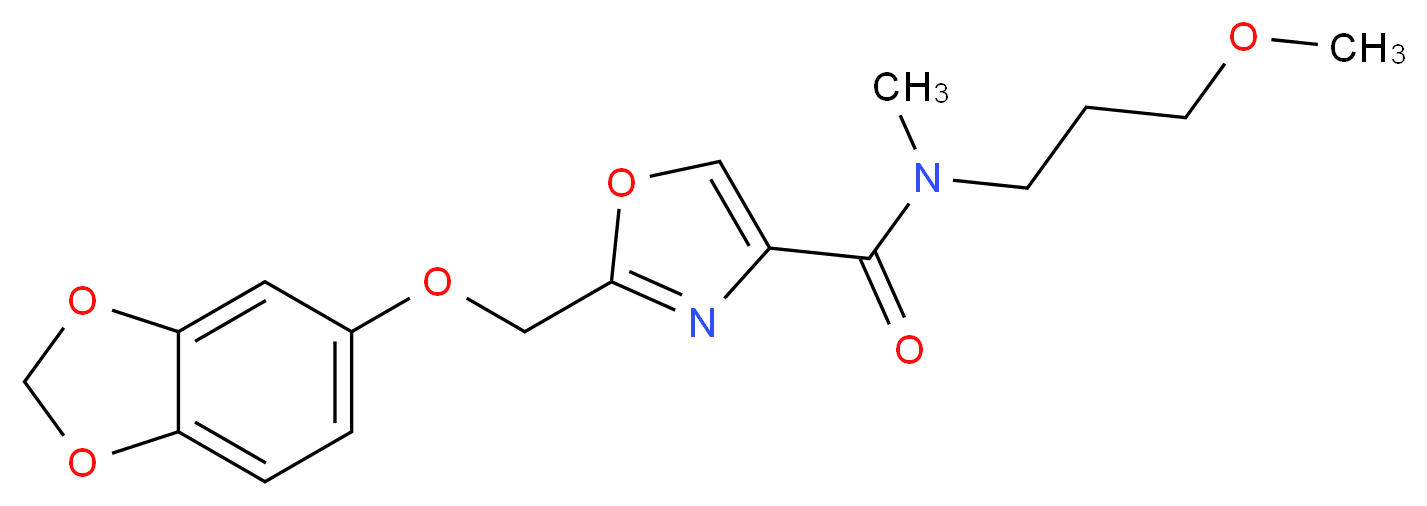 2-[(1,3-benzodioxol-5-yloxy)methyl]-N-(3-methoxypropyl)-N-methyl-1,3-oxazole-4-carboxamide_分子结构_CAS_)