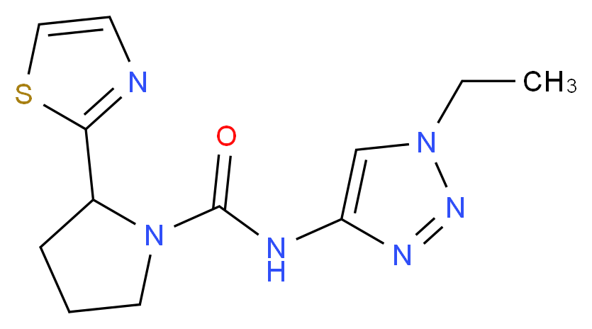 N-(1-ethyl-1H-1,2,3-triazol-4-yl)-2-(1,3-thiazol-2-yl)pyrrolidine-1-carboxamide_分子结构_CAS_)