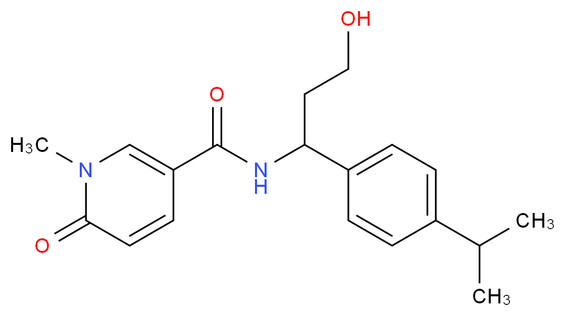 N-[3-hydroxy-1-(4-isopropylphenyl)propyl]-1-methyl-6-oxo-1,6-dihydropyridine-3-carboxamide_分子结构_CAS_)