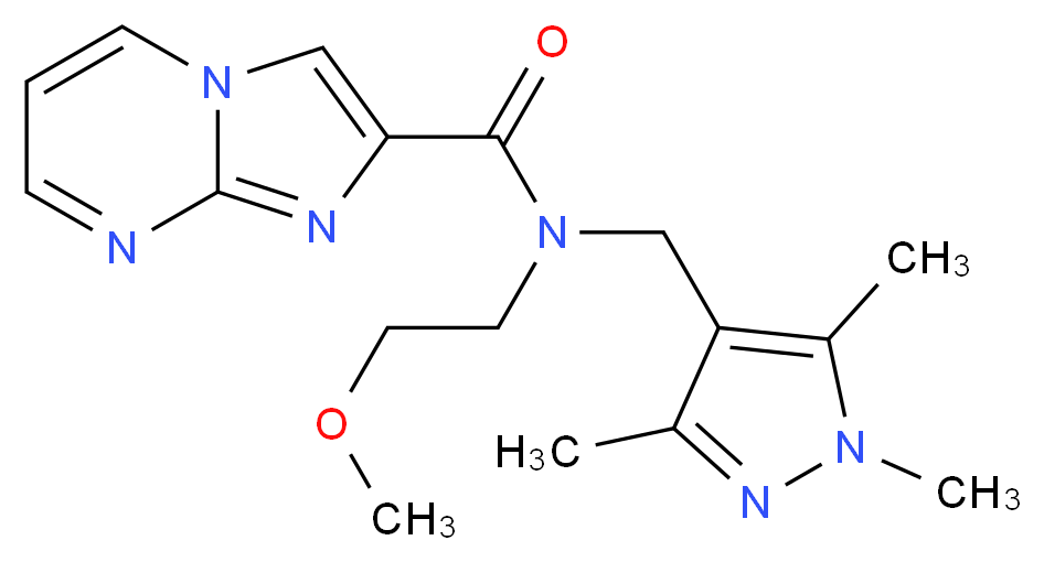 N-(2-methoxyethyl)-N-[(1,3,5-trimethyl-1H-pyrazol-4-yl)methyl]imidazo[1,2-a]pyrimidine-2-carboxamide_分子结构_CAS_)