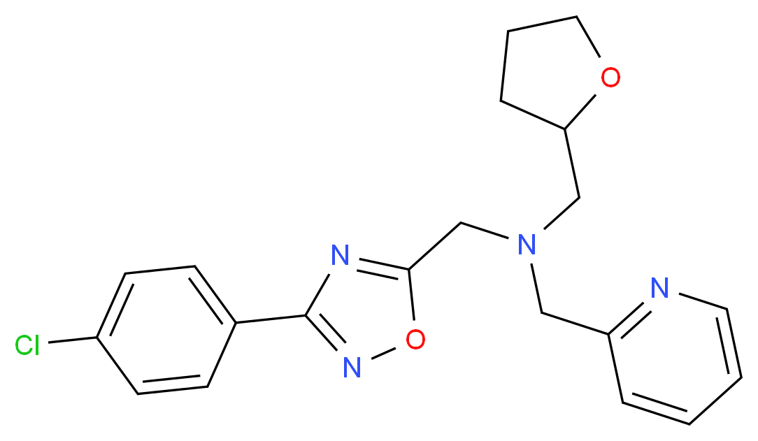1-[3-(4-chlorophenyl)-1,2,4-oxadiazol-5-yl]-N-(2-pyridinylmethyl)-N-(tetrahydro-2-furanylmethyl)methanamine_分子结构_CAS_)