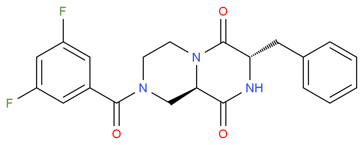 (3S,9aR)-3-benzyl-8-(3,5-difluorobenzoyl)tetrahydro-2H-pyrazino[1,2-a]pyrazine-1,4(3H,6H)-dione_分子结构_CAS_)