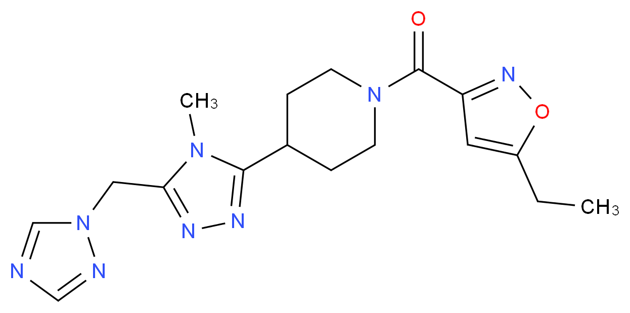 1-[(5-ethylisoxazol-3-yl)carbonyl]-4-[4-methyl-5-(1H-1,2,4-triazol-1-ylmethyl)-4H-1,2,4-triazol-3-yl]piperidine_分子结构_CAS_)