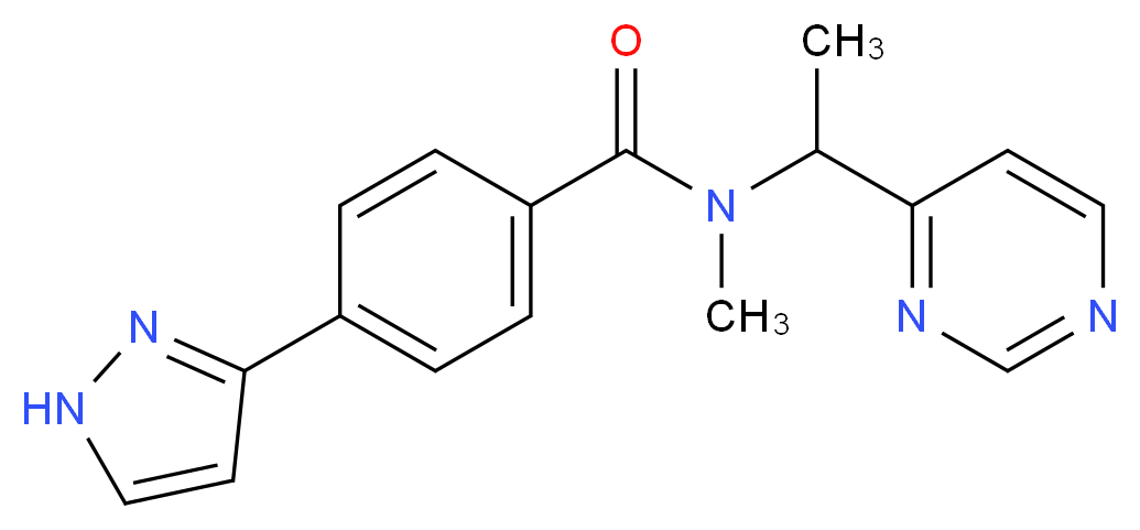 N-methyl-4-(1H-pyrazol-3-yl)-N-[1-(4-pyrimidinyl)ethyl]benzamide_分子结构_CAS_)