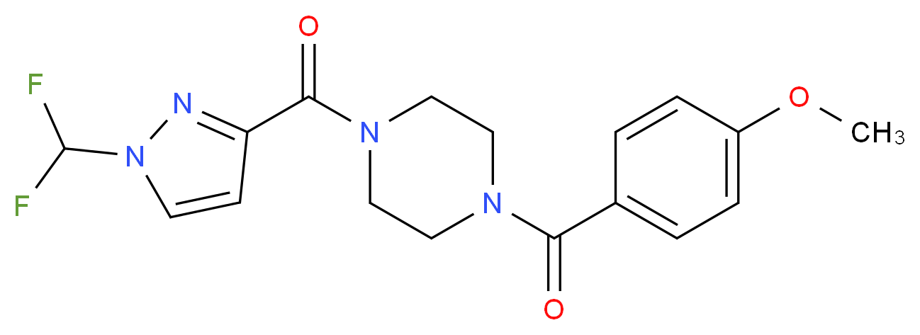 1-{[1-(difluoromethyl)-1H-pyrazol-3-yl]carbonyl}-4-(4-methoxybenzoyl)piperazine_分子结构_CAS_)