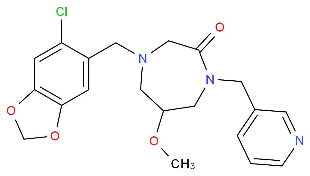 4-[(6-chloro-1,3-benzodioxol-5-yl)methyl]-6-methoxy-1-(3-pyridinylmethyl)-1,4-diazepan-2-one_分子结构_CAS_)