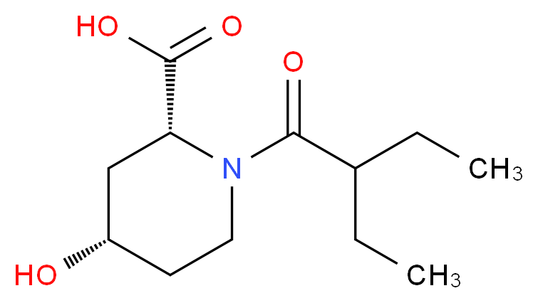 (2R*,4S*)-1-(2-ethylbutanoyl)-4-hydroxypiperidine-2-carboxylic acid_分子结构_CAS_)
