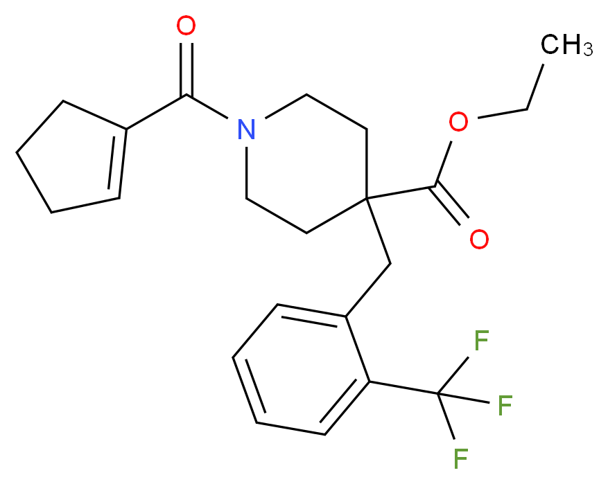 ethyl 1-(1-cyclopenten-1-ylcarbonyl)-4-[2-(trifluoromethyl)benzyl]-4-piperidinecarboxylate_分子结构_CAS_)