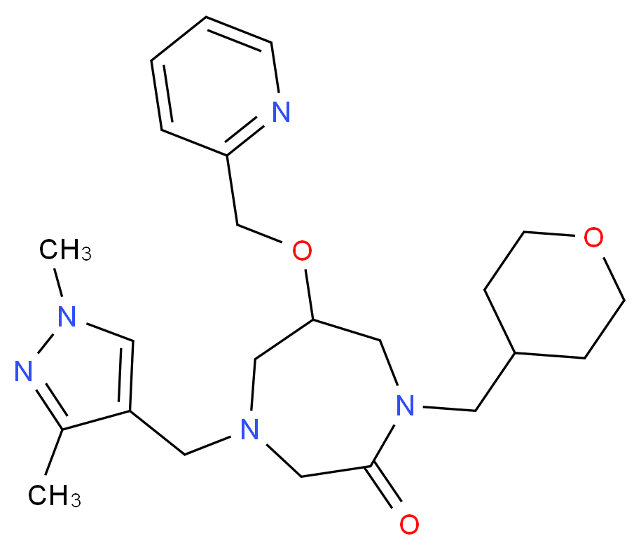 4-[(1,3-dimethyl-1H-pyrazol-4-yl)methyl]-6-(2-pyridinylmethoxy)-1-(tetrahydro-2H-pyran-4-ylmethyl)-1,4-diazepan-2-one_分子结构_CAS_)