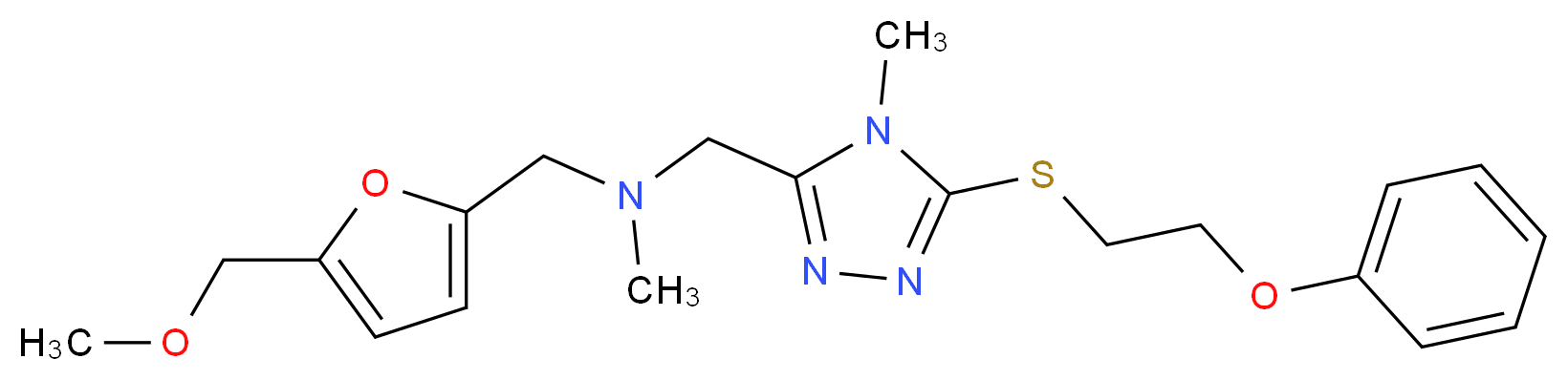 1-[5-(methoxymethyl)-2-furyl]-N-methyl-N-({4-methyl-5-[(2-phenoxyethyl)thio]-4H-1,2,4-triazol-3-yl}methyl)methanamine_分子结构_CAS_)