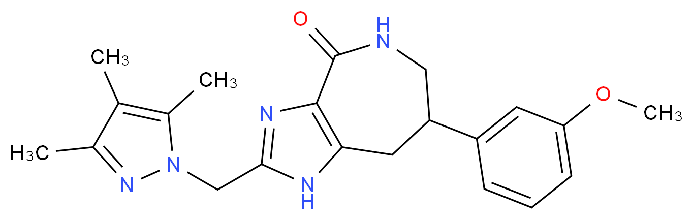 7-(3-methoxyphenyl)-2-[(3,4,5-trimethyl-1H-pyrazol-1-yl)methyl]-5,6,7,8-tetrahydroimidazo[4,5-c]azepin-4(1H)-one_分子结构_CAS_)