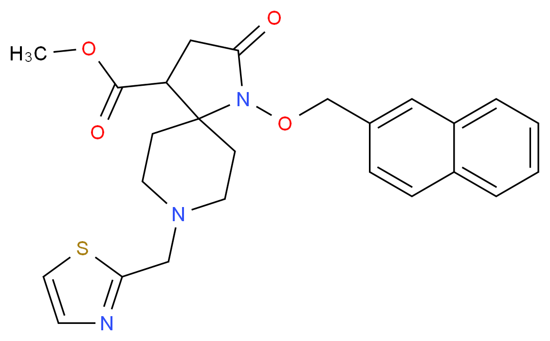 methyl 1-(2-naphthylmethoxy)-2-oxo-8-(1,3-thiazol-2-ylmethyl)-1,8-diazaspiro[4.5]decane-4-carboxylate_分子结构_CAS_)