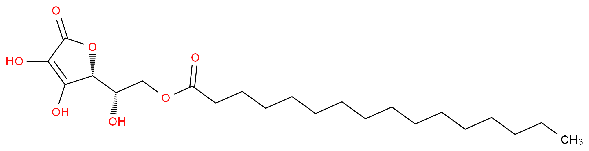 (2S)-2-[(2R)-3,4-dihydroxy-5-oxo-2,5-dihydrofuran-2-yl]-2-hydroxyethyl hexadecanoate_分子结构_CAS_137-66-6