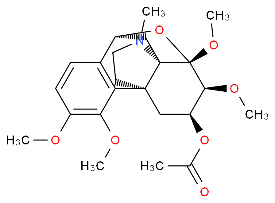 (1S,8S,10S,11S,12S,13S)-3,4,11,12-tetramethoxy-17-methyl-18-oxa-17-azapentacyclo[8.4.3.1<sup>8</sup>,<sup>1</sup><sup>1</sup>.0<sup>1</sup>,<sup>1</sup><sup>0</sup>.0<sup>2</sup>,<sup>7</sup>]octadeca-2(7),3,5-trien-13-yl acetate_分子结构_CAS_57361-74-7