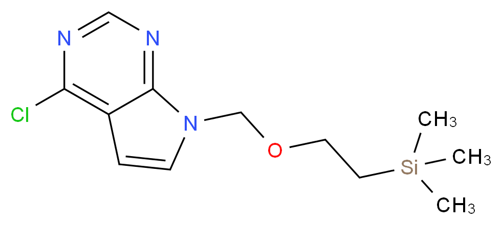 4-chloro-7-{[2-(trimethylsilyl)ethoxy]methyl}-7H-pyrrolo[2,3-d]pyrimidine_分子结构_CAS_941685-26-3