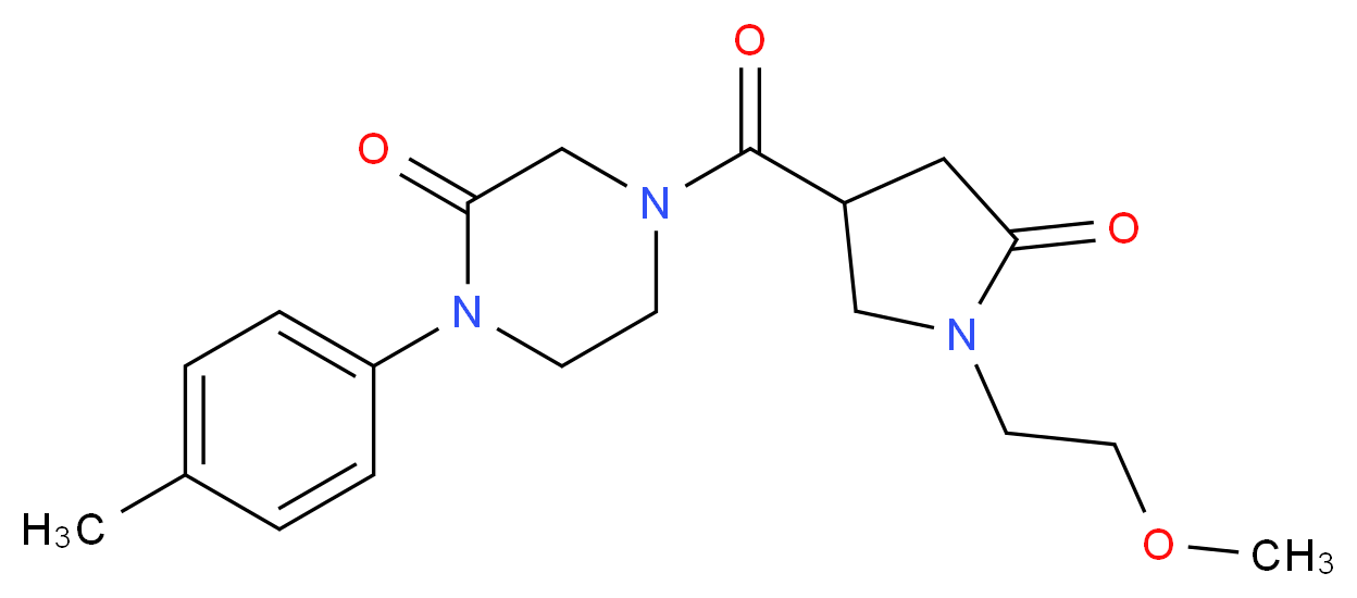 4-{[1-(2-methoxyethyl)-5-oxo-3-pyrrolidinyl]carbonyl}-1-(4-methylphenyl)-2-piperazinone_分子结构_CAS_)