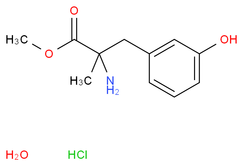 hydrate methyl 2-amino-3-(3-hydroxyphenyl)-2-methylpropanoate hydrochloride_分子结构_CAS_96687-21-7