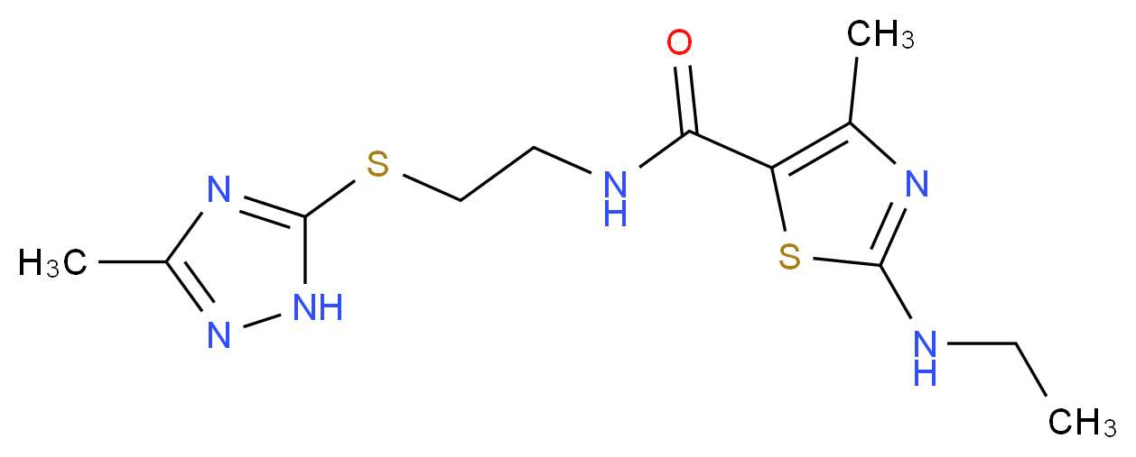 2-(ethylamino)-4-methyl-N-{2-[(3-methyl-1H-1,2,4-triazol-5-yl)thio]ethyl}-1,3-thiazole-5-carboxamide_分子结构_CAS_)