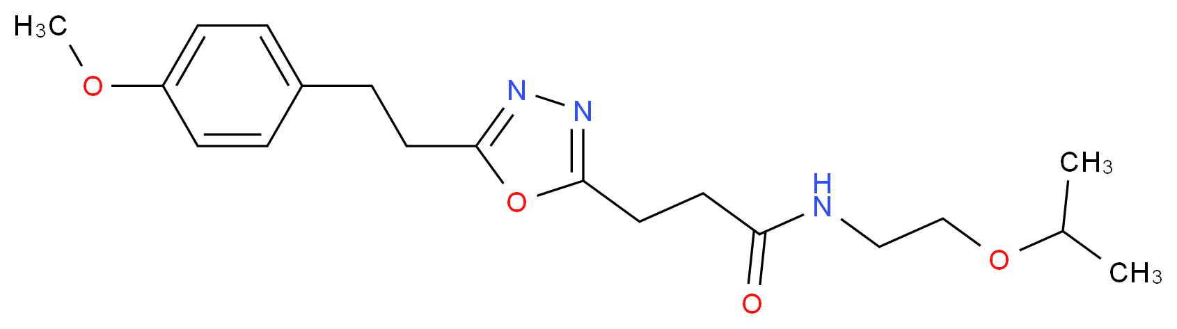 N-(2-isopropoxyethyl)-3-{5-[2-(4-methoxyphenyl)ethyl]-1,3,4-oxadiazol-2-yl}propanamide_分子结构_CAS_)