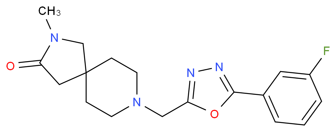 8-{[5-(3-fluorophenyl)-1,3,4-oxadiazol-2-yl]methyl}-2-methyl-2,8-diazaspiro[4.5]decan-3-one_分子结构_CAS_)