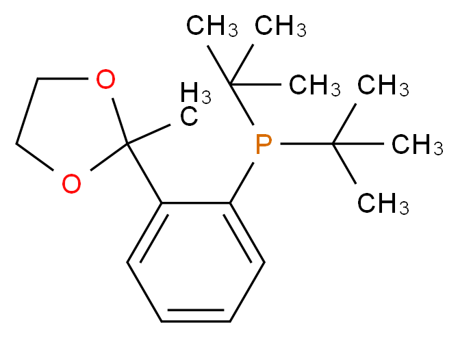 di-tert-butyl[2-(2-methyl-1,3-dioxolan-2-yl)phenyl]phosphane_分子结构_CAS_1202864-99-0