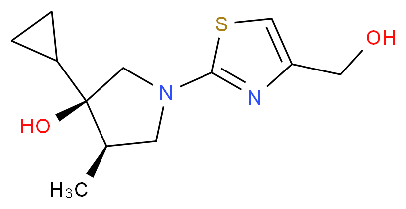 (3R*,4R*)-3-cyclopropyl-1-[4-(hydroxymethyl)-1,3-thiazol-2-yl]-4-methyl-3-pyrrolidinol_分子结构_CAS_)